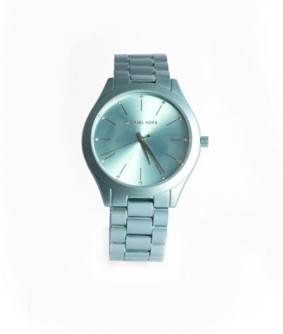 Michael Kors Slim Runway Three-Hand Aqua Aluminum Watch MK4525